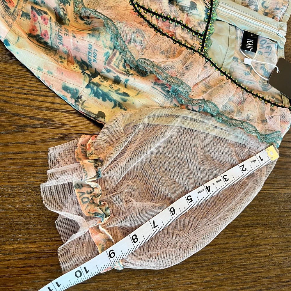 KAIMILAN Tiered Midi Dress Cotton Mesh Floral Beaded Cottagecore Fairycore 2 - Picture 7 of 11